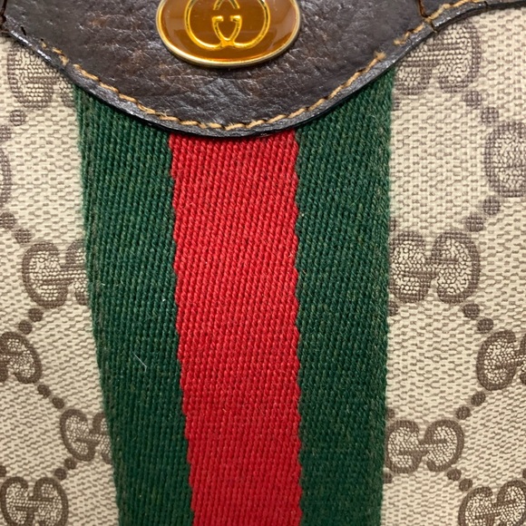 Gucci Beige and Brown Canvas Bag with Red and Green Accent Needs Restoration - Picture 8 of 16